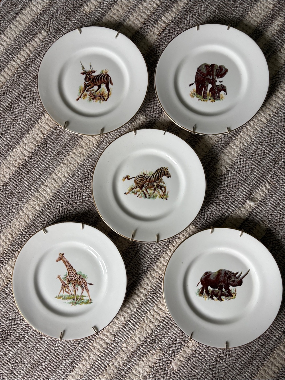 Vintage Safari Animal fine bone China salad plates from England.